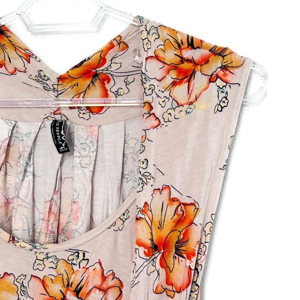 Free People Floral Mini Dress XS Boho Cottagecore Romantic Drop Waist Balletcore - Picture 4 of 13